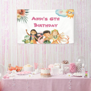 Aloha Luau Kids Birthday  Banner