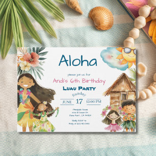 Aloha Luau Kids Birthday Invitation