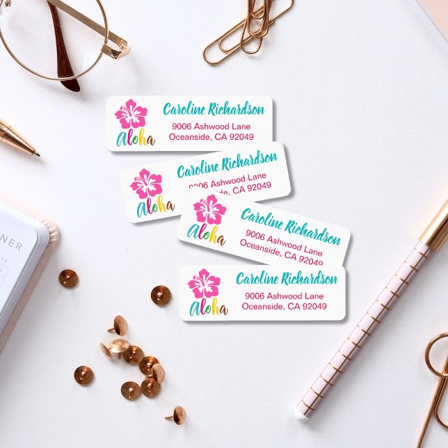 Aloha Luau Party Tropical Hibiscus Return Address Label (Creator Uploaded)