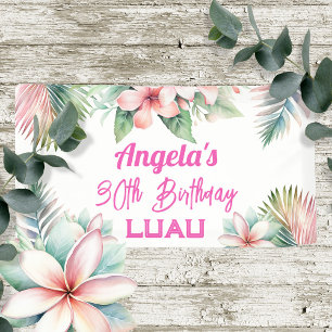 Aloha Luau Tropical Adult Birthday Banner