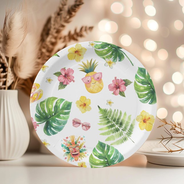 Aloha Luau Tropical birthday party  Paper Plate (Creator Uploaded)