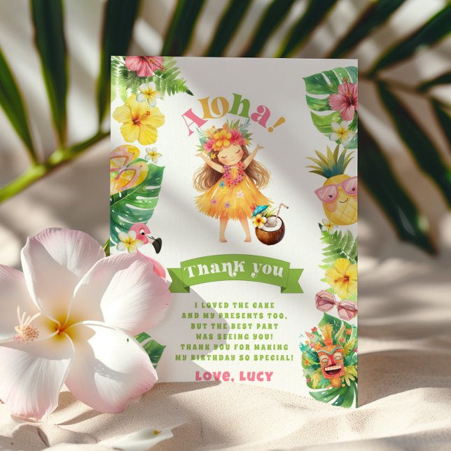 Aloha Luau Tropical birthday party  Thank You Card (Creator Uploaded)
