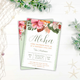 Aloha Luau Tropical Chic Birthday Invitation