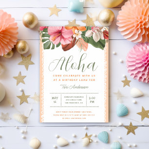 Aloha Luau Tropical Chic Birthday Party Invitation