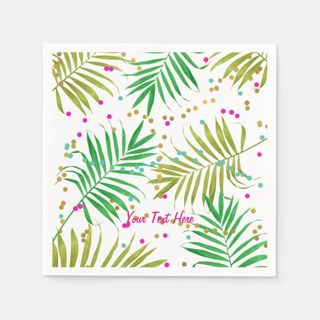Aloha Luau Tropical Leaves Birthday Party Napkin (Front)