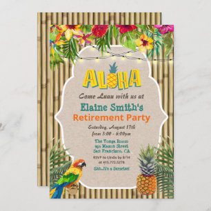 Aloha Luau Tropical Retirement Party Invitation