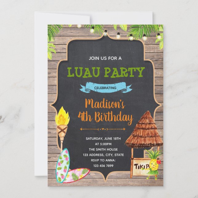 Aloha luau tropical summer birthday shower card (Front)