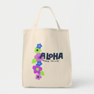 Aloha Means Hello Hawaiian Floral Tote Bag