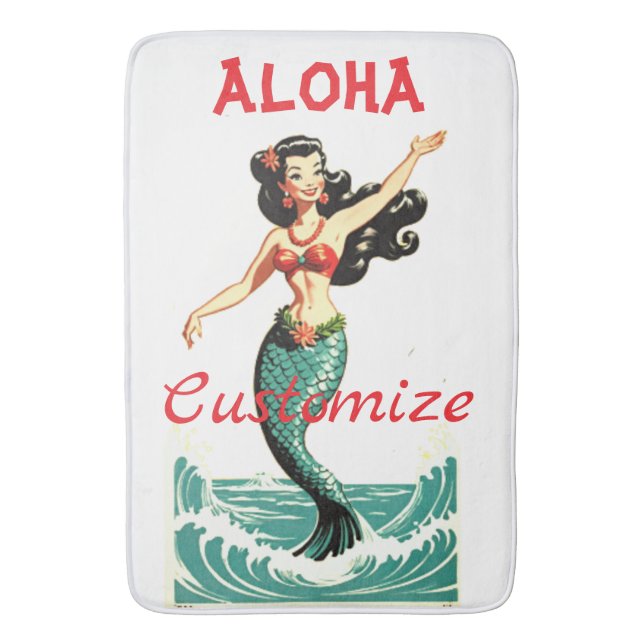 Aloha Mermaid Thunder_Thunder_Cove Bath Mat (Front Vertical)