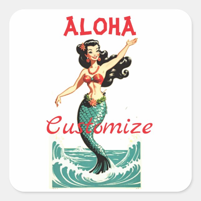 Aloha Mermaid Thunder_Thunder_Cove Square Sticker (Front)
