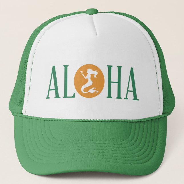 Aloha Mermaid Trucker Hat Green (Front)