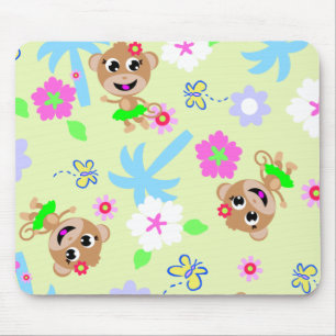 aloha monkey print mouse pad