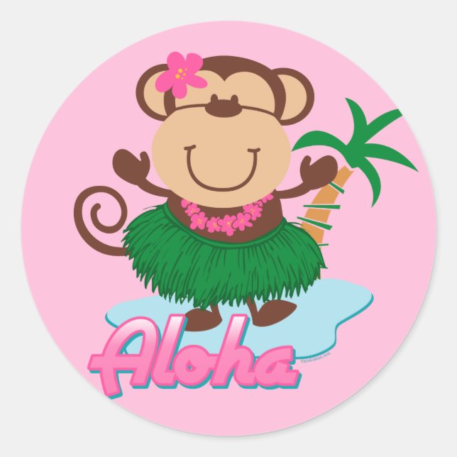 Aloha Monkey Sticker (Front)
