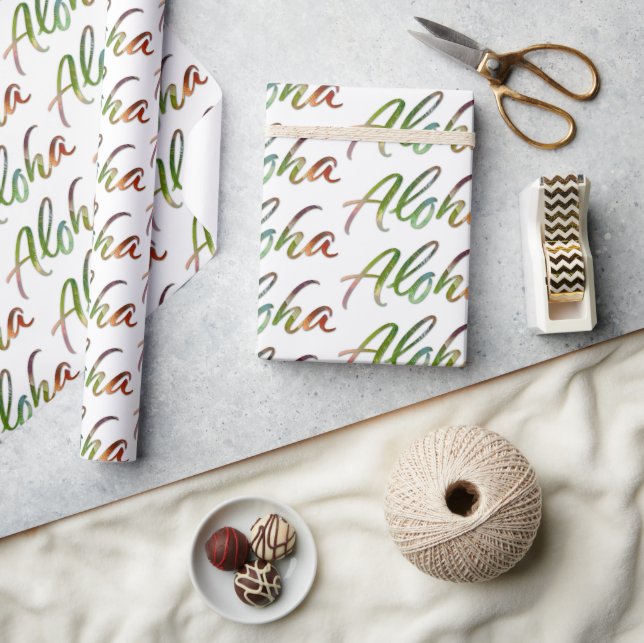 Aloha - Nature Lettering White - Hawaii Hawai'i Wrapping Paper (Crafts)