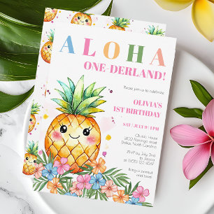 Aloha Onederland Summer Pineapple 1st Birthday Inv Invitation