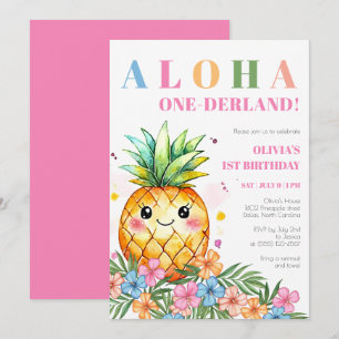 Aloha Onederland Tropical Pineapple 1st Birthday Invitation