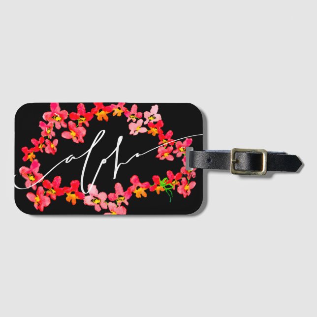 Aloha Orchid Lei Luggage Tags (Front Horizontal)