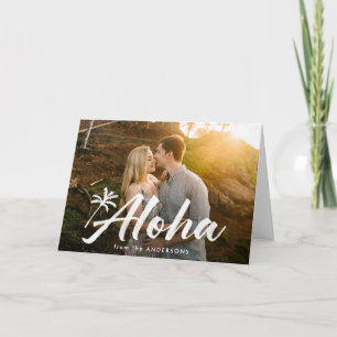 Aloha Palm Tree 2 Photo Holiday Card