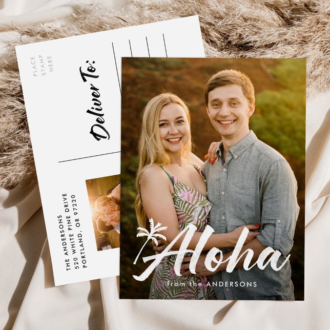 Aloha Palm Tree 2 Photo Holiday Postcard (Creator Uploaded)