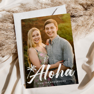 Aloha Palm Tree Photo Holiday Card