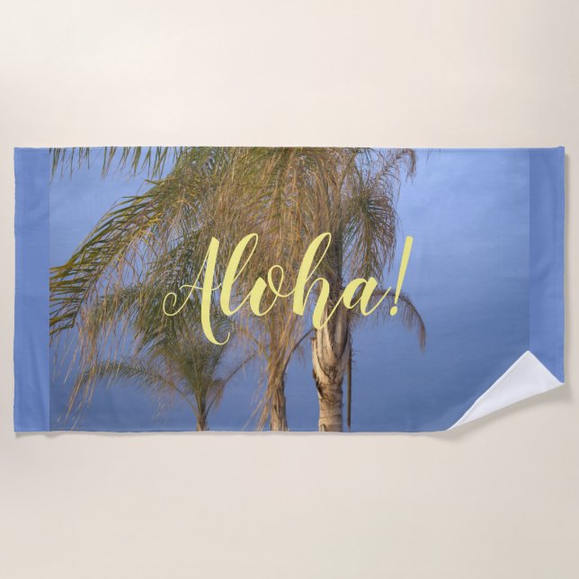 Aloha Palm Trees Beach Towel (Front)