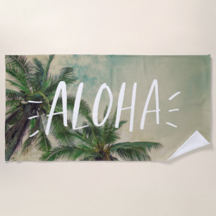 Aloha Palm Trees Beach Towel