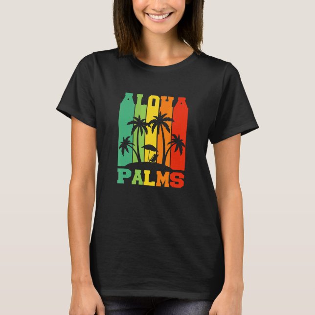 Aloha Palms Hawaii Flower Necklace Tropical Island T-Shirt (Front)