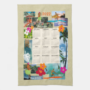 Aloha Paradise Hawaiian Postcard 2022 Calendar Tea Towel