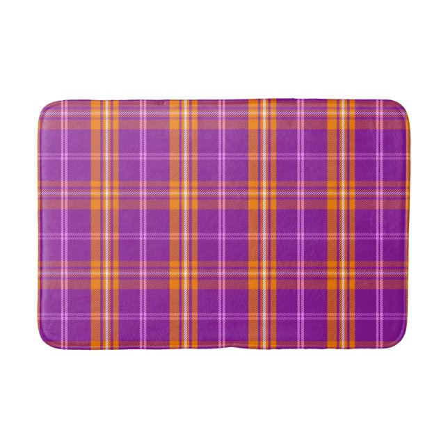 Aloha Patchwork Hawaiian Tropical Plaid - Violet Bath Mat (Front)
