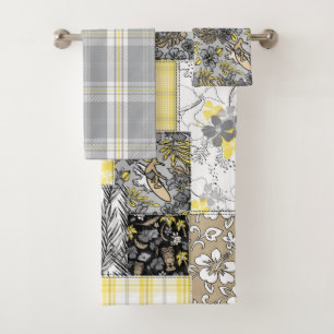 Aloha Patchwork Hawaiian Tropical Prints - Neutral Bath Towel Set