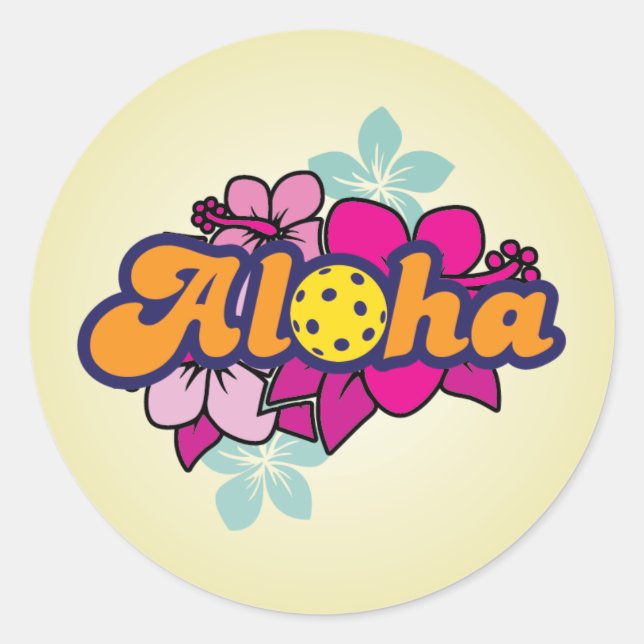 Aloha Pickleball Classic Round Sticker (Front)