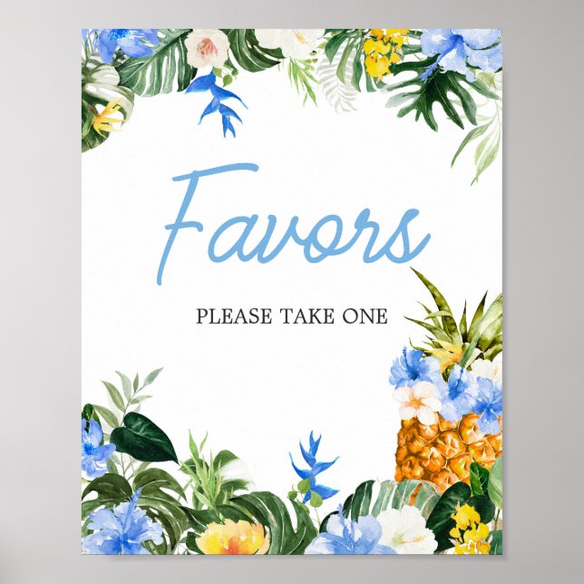 Aloha Pineapple Baby Shower Favors Sign (Front)