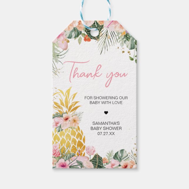 Aloha Pineapple Baby Shower Favour Tags (Front)