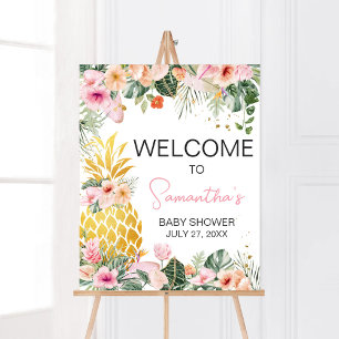 Aloha Pineapple Baby Shower Welcome Poster