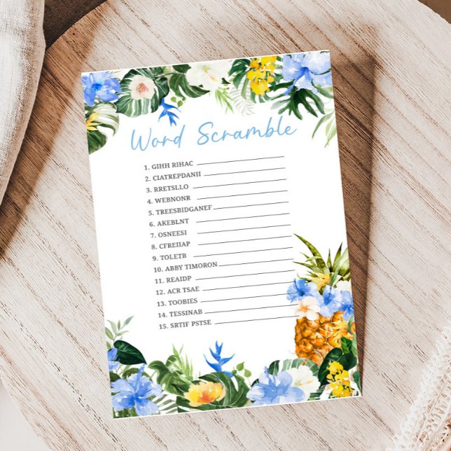 Aloha Pineapple Baby Shower Word Scramble Game (Aloha Baby Baby Shower Game)
