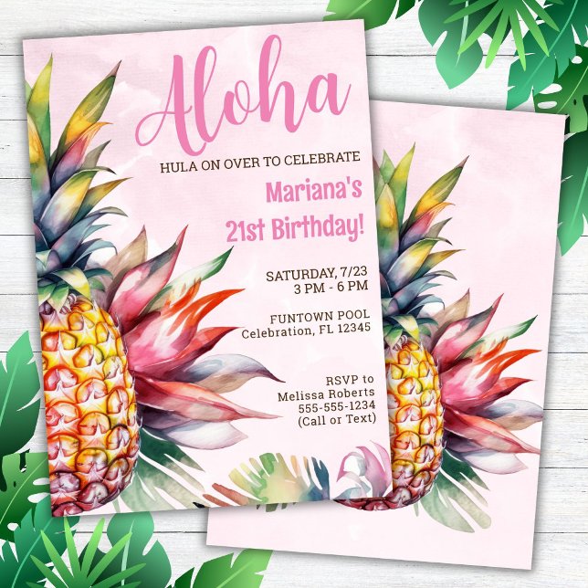 Aloha Pineapple Birthday Party Invitation (Creator Uploaded)
