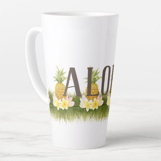 Aloha Pineapple Border  Latte Mug (Left Angle)