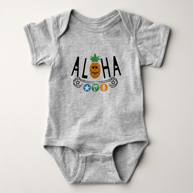 Aloha Pineapple Design - Baby Jersey Bodysuit (Front)