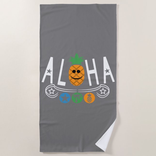 Aloha Pineapple Design - Beach Towel (Front)