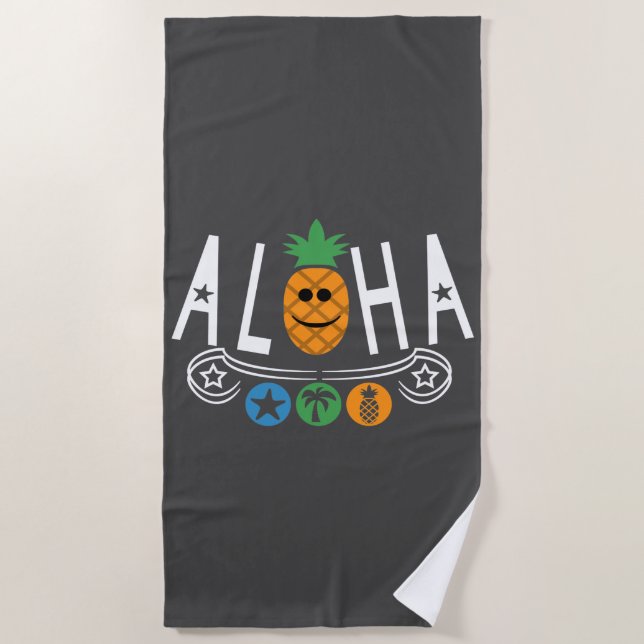 Aloha Pineapple Design - Beach Towel (Front)
