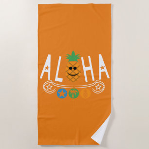 Aloha Pineapple Design - Beach Towel