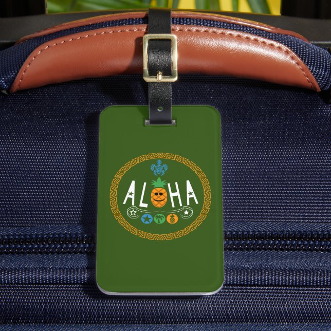 Aloha Pineapple Design - Double-Sided Luggage Tag (Front Insitu 2)