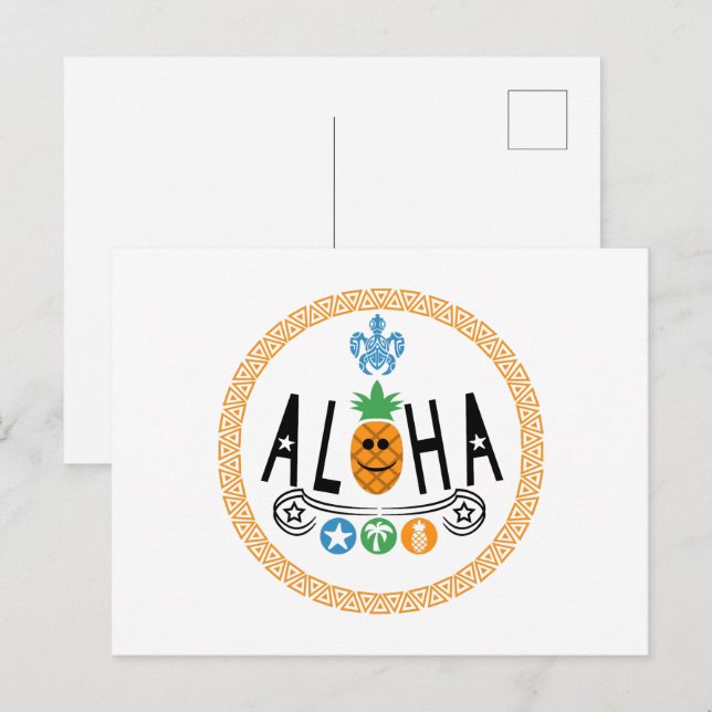 Aloha Pineapple Design - Standard Postcard (Front/Back)