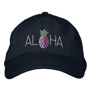 Aloha Pineapple Embroidery Graphic on Embroidered Hat