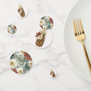 Aloha Pineapple Floral Botanical Vintage Tropical Confetti