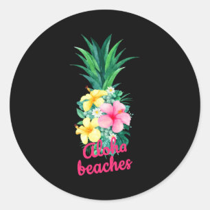 Aloha pineapple flowers aloha hawaii vintage classic round sticker