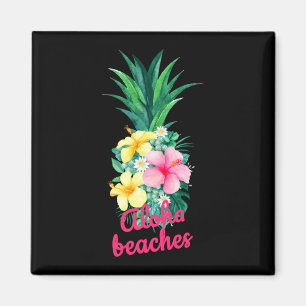 Aloha pineapple flowers aloha hawaii vintage magnet