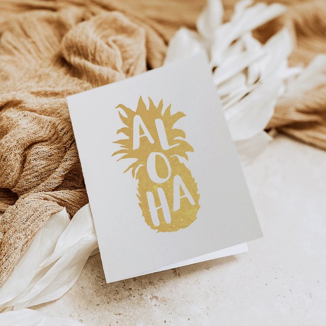 Aloha Pineapple Gold Foil Stationery Card (Creator Uploaded)