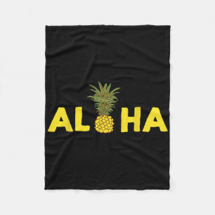 Aloha Pineapple Hawaii Vacation Beach Tropical Fleece Blanket