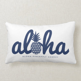 Aloha pineapple LogoColor-Navy Lumbar Cushion